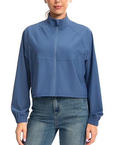 Soothfeel Women's Athletic Lightweight Jacket UPF 50+ Sun Protection Shirts - color: Blue, size: Medium