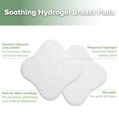 haakaa Hydrogel Pads with Lanolin, Cooling Relief for Sore Nipples, 8 PCS
