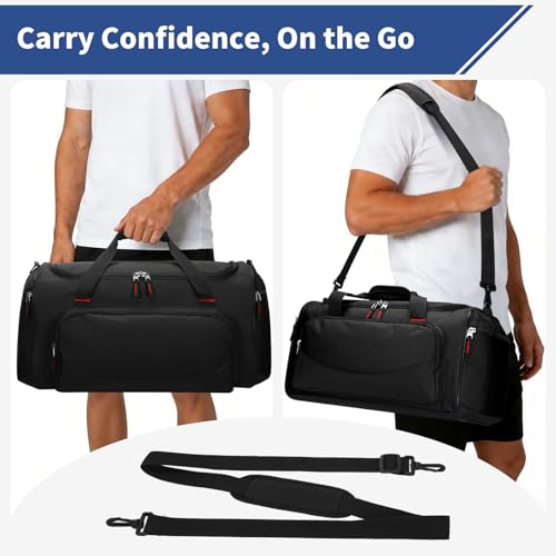 45L Gym Sport Duffle Bag for Men, Black - color: Black