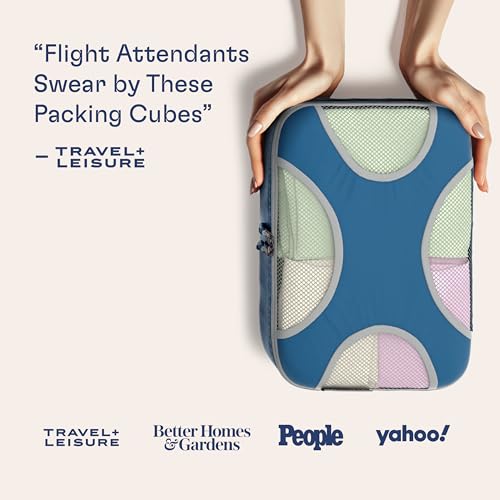 Shacke 5 Set Packing Cubes for Travel with Laundry Bag (Navy Blue) - color: 5 Set - Navy Blue, size: Set of 5