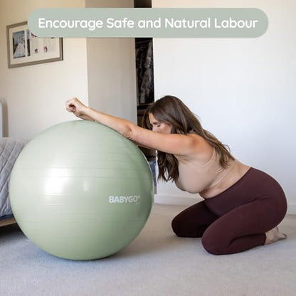 BABYGO Birthing Ball, Pregnancy & Labor, Award Winning Book - color: Sage, size: 75cm - Manual