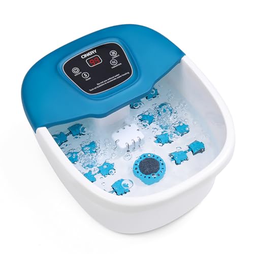 Foot Spa Bath Massager with Heat, Bubbles, Vibration and Pedicure Foot Spa with 16 Rollers for Feet Stress Relief, Foot Soaker with Mini Acupressure Massage Points & Temperature Control
