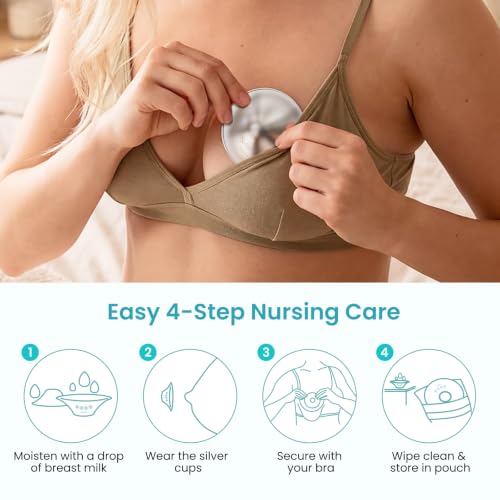 Paruu Silver Nursing Cups for Breastfeeding, 1.77inches/45MM - size: L-1.77inches/45mm