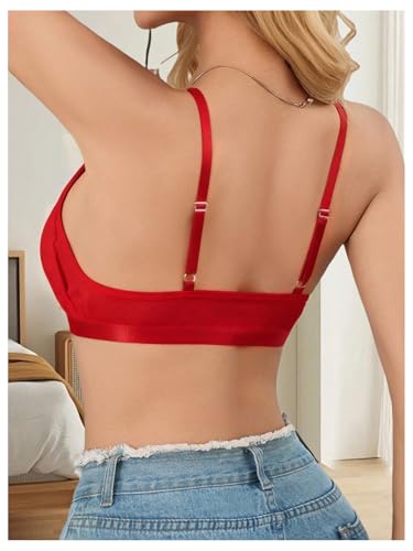 MakeMeChic Women's Nursing Bras for Breastfeeding Lace Maternity Lingerie - color: Red, size: Small