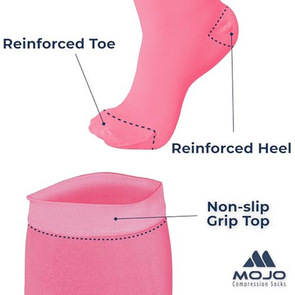 Mojo Compression Socks Women Knee High Stockings 20-30mmHg, Pink Small - color: Pink, size: Small