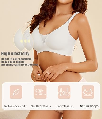 Avidlove Nursing Bras for Breastfeeding Wireless Seamless Maternity Bra - color: White, size: X-Large