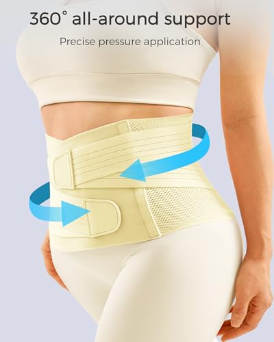 FREETOO Postpartum Belly Band Wrap for Women,Abdominal Binder Post Surgery - color: Light Cream