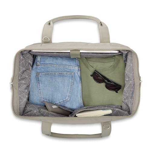 Samsonite Better Than Basics Weekender Duffle – Drop Bottom Travel Bag with 14” Laptop Compartment, SmartSleeve™ Strap, Adjustable Shoulder Strap, Durable RPET Lining, Limestone Grey - color: Limestone Grey