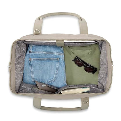 Samsonite Better Than Basics Weekender Duffle – Drop Bottom Travel Bag with 14” Laptop Compartment, SmartSleeve™ Strap, Adjustable Shoulder Strap, Durable RPET Lining, Limestone Grey - color: Limestone Grey