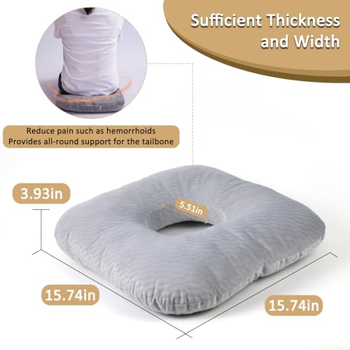 Hshbxd Donut Pillow, Tailbone Cushion for Wheelchair, Office and Travel - color: Gray-diagonal Grid