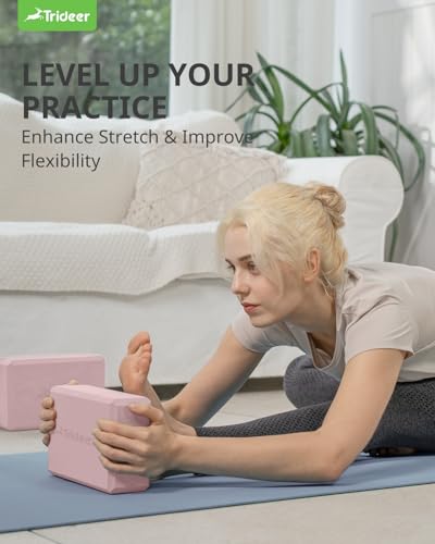Yoga Blocks 2 Pack with Supportive Non-Slip Foam for Yoga Pilate Stretching - color: Cherry Blossom