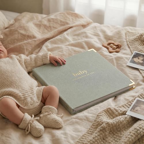 Keepsake Baby Memory Book for Boys and Girls - Timeless First 5 Year Book - color: Sage Green