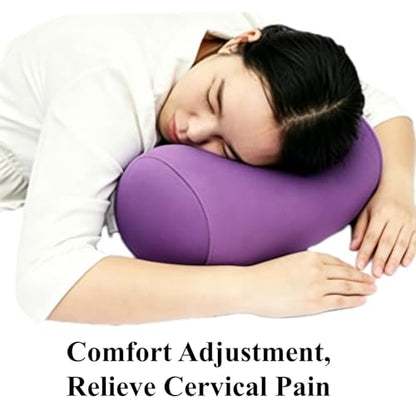 Microbead Bolster Pillow, 2 Pack Cylindrical Neck Roll Pillow, Soft Squishy Tube Cushion for Neck, Back, Lumbar Support, Office Napping, Travel, Home, Pink & Purple