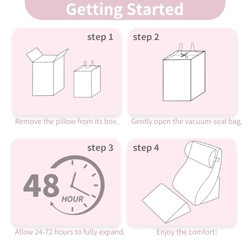 Wedge Pillow Set for After Surgery,White/Pink,4PCS-22 - color: White/Pink, size: 4PCS-22''