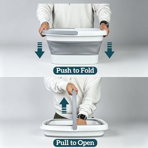 GIMWA Collapsible Foot Bath with Massage Nodes, 4 Gal Foot Soaking Tub - color: Gray