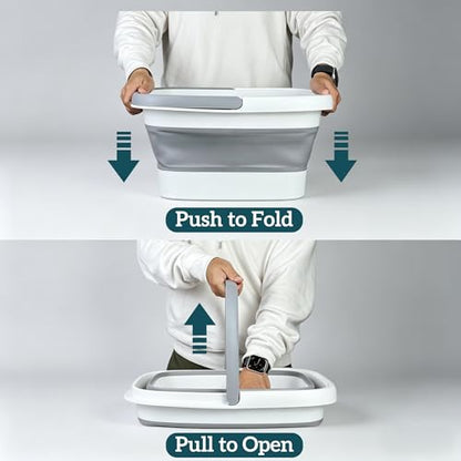 GIMWA Collapsible Foot Bath with Massage Nodes, 4 Gal Foot Soaking Tub - color: Gray