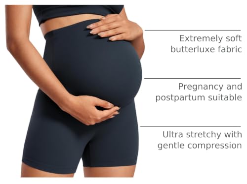 CRZ YOGA Maternity Biker Shorts 4" - color: True Navy, size: X-Small