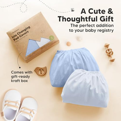 2-Pack Baby Changing Pad Cover for Girl, Boy, 34x18 (Blue Flax) - color: Blue Flax, size: Viscose derived from Bamboo