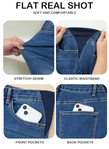 BLENCOT Womens Maternity Jeans Elastic Waist Stretch Pregnancy Denim Pants - color: Dark Blue, size: XX-Large