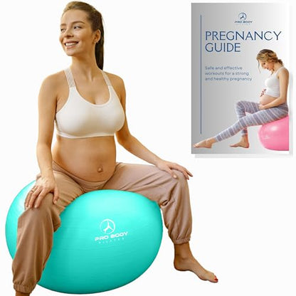 ProBody Pilates Pregnancy Ball with Guide - Birthing Ball - color: Aqua, size: 75 cm: 5'10" +