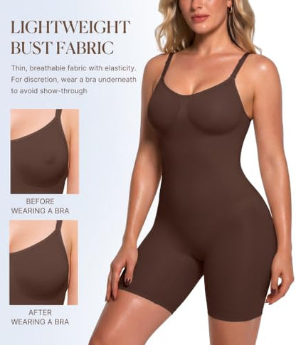 BRABIC Bodysuits for Women Seamless Shapewear Tummy Control Body Shaper - color: Chocolate Brown, size: Medium