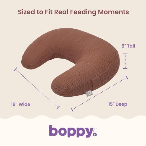 Boppy Nursing Pillow, Cotton Muslin Ergonomic Breastfeeding Support Pillow - color: Luxe - Chestnut Muslin