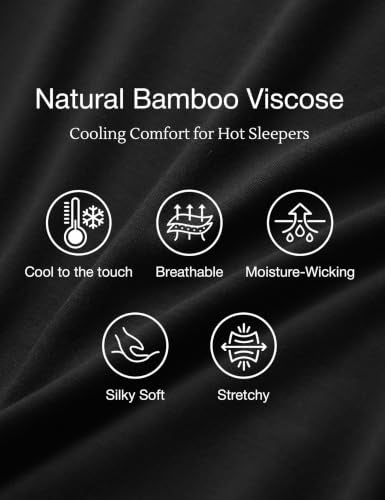 LazyCozy Women's Bamboo Viscose Cooling Nightgown for Hot Flashes - color: Black, size: X-Large