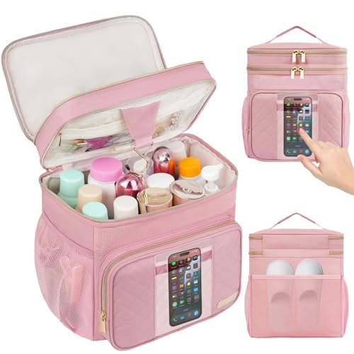 Portable Shower Caddy College Dorm Essentials, Large Toiletry Bag for Women Men, 2 Layers Quickly Dry Mesh Bathroom Tote Bag, Hanging Makeup Organizer Bag for Travel, Gym, Camping (Pink) - color: Pink, size: Double Layer