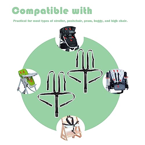 5 Point Harness Seat Belt Strap Belt,High Chair Strap,Harness for Stroller Pushchair Pram Buggy Safe Protection,Harness Strap Belt,Shoulder Strap Belts for Pram - color: Black