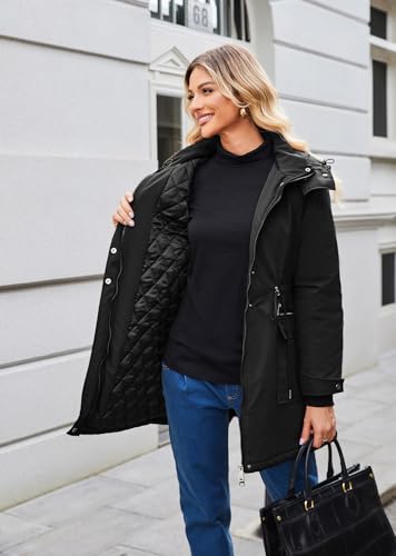Maacie Maternity 3 in 1 Winter Coat Thicken Quilted Outwear with Pockets - color: Black, size: Small