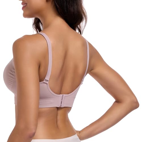Womens Seamless Breastfeeding Nursing Bra Maternity Bralette 4 Pack - color: Black/Pink/White/Light Blue, size: Small