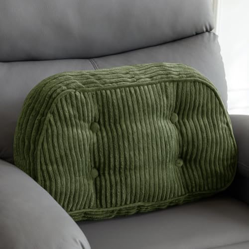 Large Lumbar Support Pillow for Recliner Chair/Accent Chair/Couch/Office Chair, Tufted Corduroy Back Support Cushion for Elderly, Recliner Cushions for Back Rest, Pain Relief, Reading, Dark Green - color: Dark Green, size: X-Large