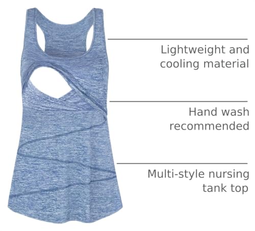 Joymom Maternity Summer Cool Sleeveless Nursing Tank Tops Breastfeeding Shirts - color: 33 B Blue White, size: Small