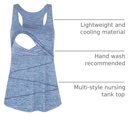 Joymom Maternity Summer Cool Sleeveless Nursing Tank Tops Breastfeeding Shirts - color: 33 B Blue White, size: Small