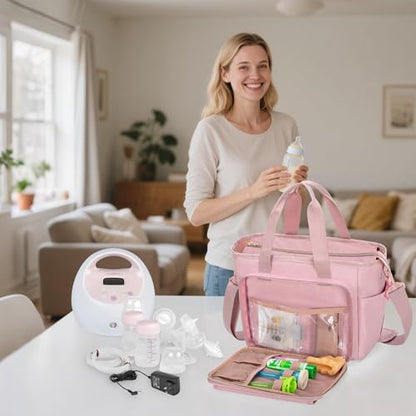 LUXJA Breast Pump Bag Compatible with Spectra S1 and S2, Pink - color: Pink