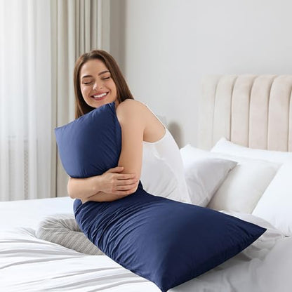 WhatsBedding Memory Foam Body Pillow with Cover, Long Bed Pillow for Adults - color: Dark Blue
