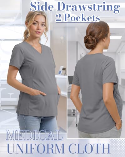 Neer Women's Maternity Scrub Top - color: Light Gray, size: Medium
