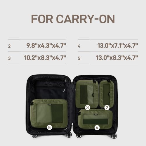 EPICKA TripCozy Compression Packing Cubes, 4 Set, Olive Green - color: Olive Green, size: Set of 4