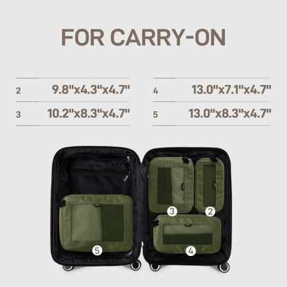 EPICKA TripCozy Compression Packing Cubes, 4 Set, Olive Green - color: Olive Green, size: Set of 4