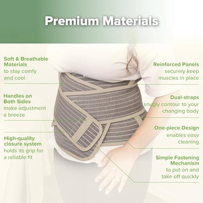 haakaa Postpartum Belly Band, Support Back & Abdomen, Help Natural Delivery & C Section Recovery,Natural Latex,One Size - color: Almond