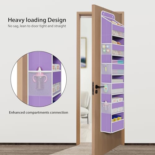 Univivi Over Door Hanging Organizer for Baby Nursery, Purple, 6-Shelf - color: Purple, size: 6 LAYER