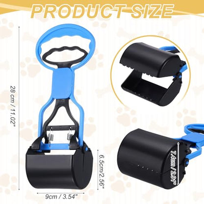 Poop Scooper 11" Long Handle No Touch Dog Poop Scooper Grabber - color: Blue