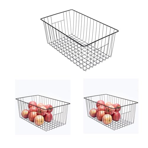 16inch Upright Freezer Organizer Baskets for 13-14,16-21 cu.ft Standup Freezer, Settle freezer chaos and reduce food waste effectively, Durable, Fully Use Space, Improve Air Circulate, Black, 3pcs - color: 16*10*7, black