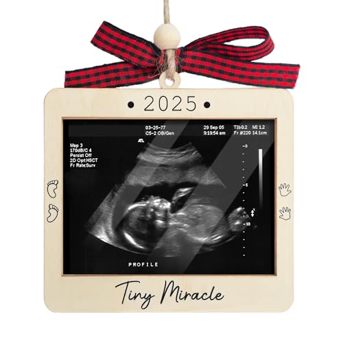 Ultrasound Photo Frame Ornament, Baby Announcement Keepsake - color: Tiny Miracle Premium