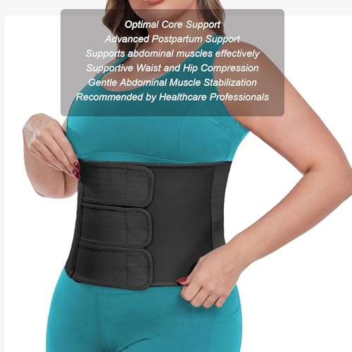 MAMODY Postpartum Recovery Belly Binder for C-Section & Natural Delivery - color: Black