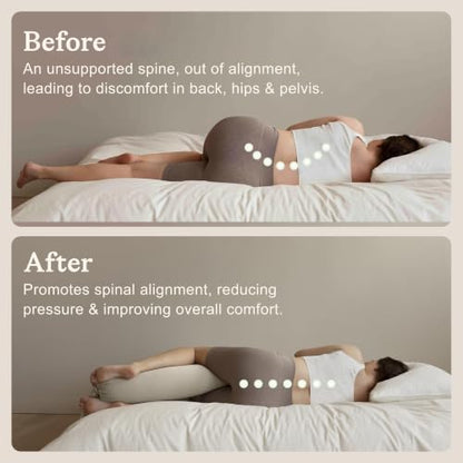 bbhugme Pregnancy Pillow, Seashell Beige - Adjustable Firmness & Shape - color: Seashell Beige