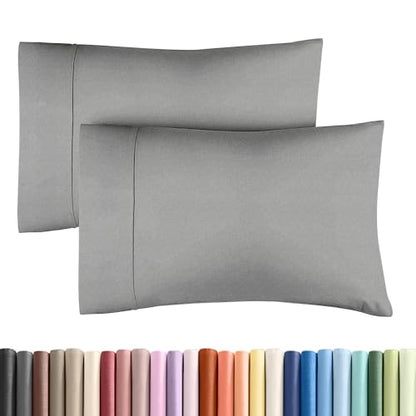 King Standard Pillow Cases Set of 2 - Pillowcase Covers - Heathered Grey - color: 40 - Heathered Grey, size: King Standard
