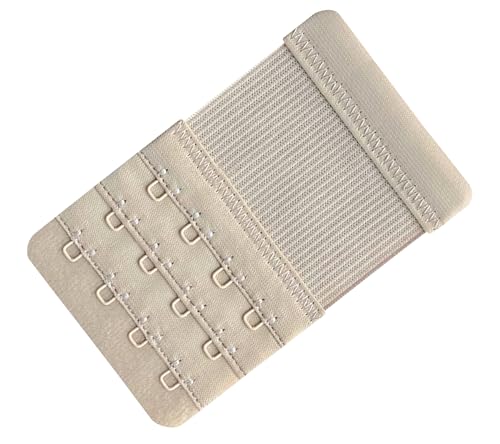 Women Pack of 3 Soft Comfortable 4 Hooks Bra Extender - color: Beige, 1/2 Inch Spacing