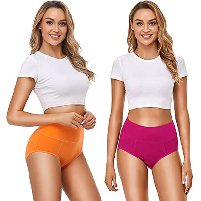 OLIKEME Cotton Underwear High Waisted Panties Full Coverage Underpants Soft Strech Ladies Briefs for Women Multi Pack - color: Multi-c-5 Pack, size: Medium