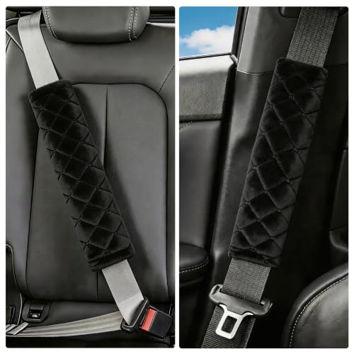 Amooca 2 Pack Seat Belt Covers Soft Shoulder Pad for Cars & Backpack - color: B: Black